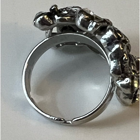 Seashell Beach Motif Silver Tone with rhinestones Ring sz 7 - Picture 7 of 12